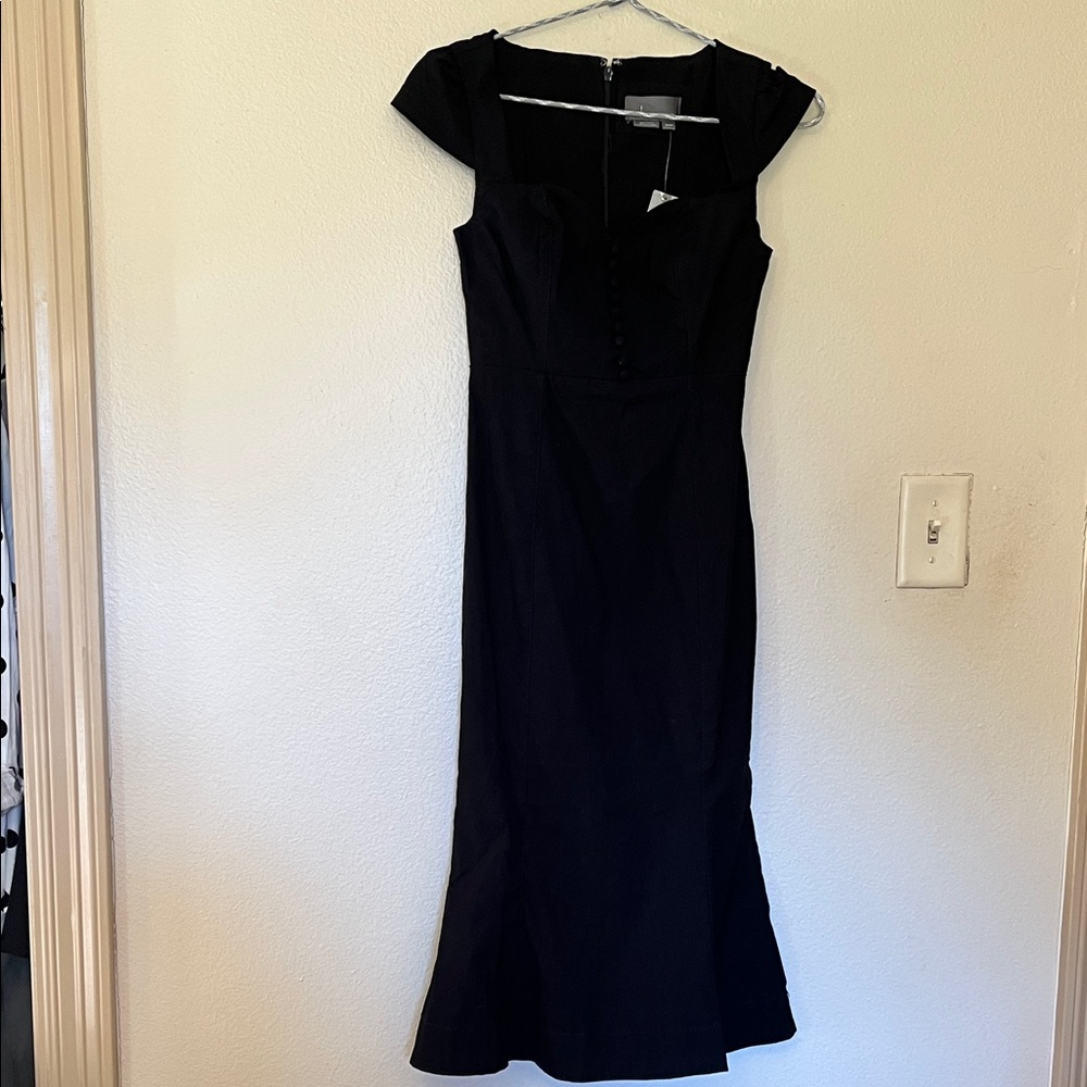 Anthropologie The Cecily fit and flare Black sweetheart Midi Dress